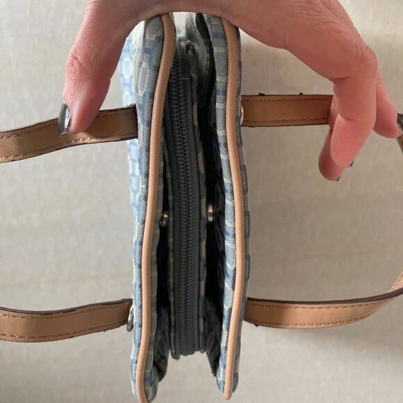 Nine West Geometric Print Blue/Ivory Fabric Mini Bag/Wallet/Purse, Retro, Y2K - Picture 5 of 9